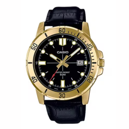 Casio General MTP-VD01GL-1EV Black Leather Band Men Watch